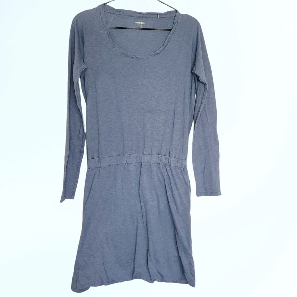 TOAD & CO Long Sleeve Cinch Tie Waist Dress Indigo Blue